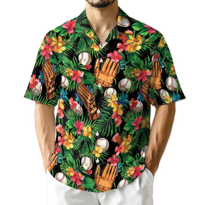 Azhawaiian Baseball Art Tropical Hawaiian Shirt for Men