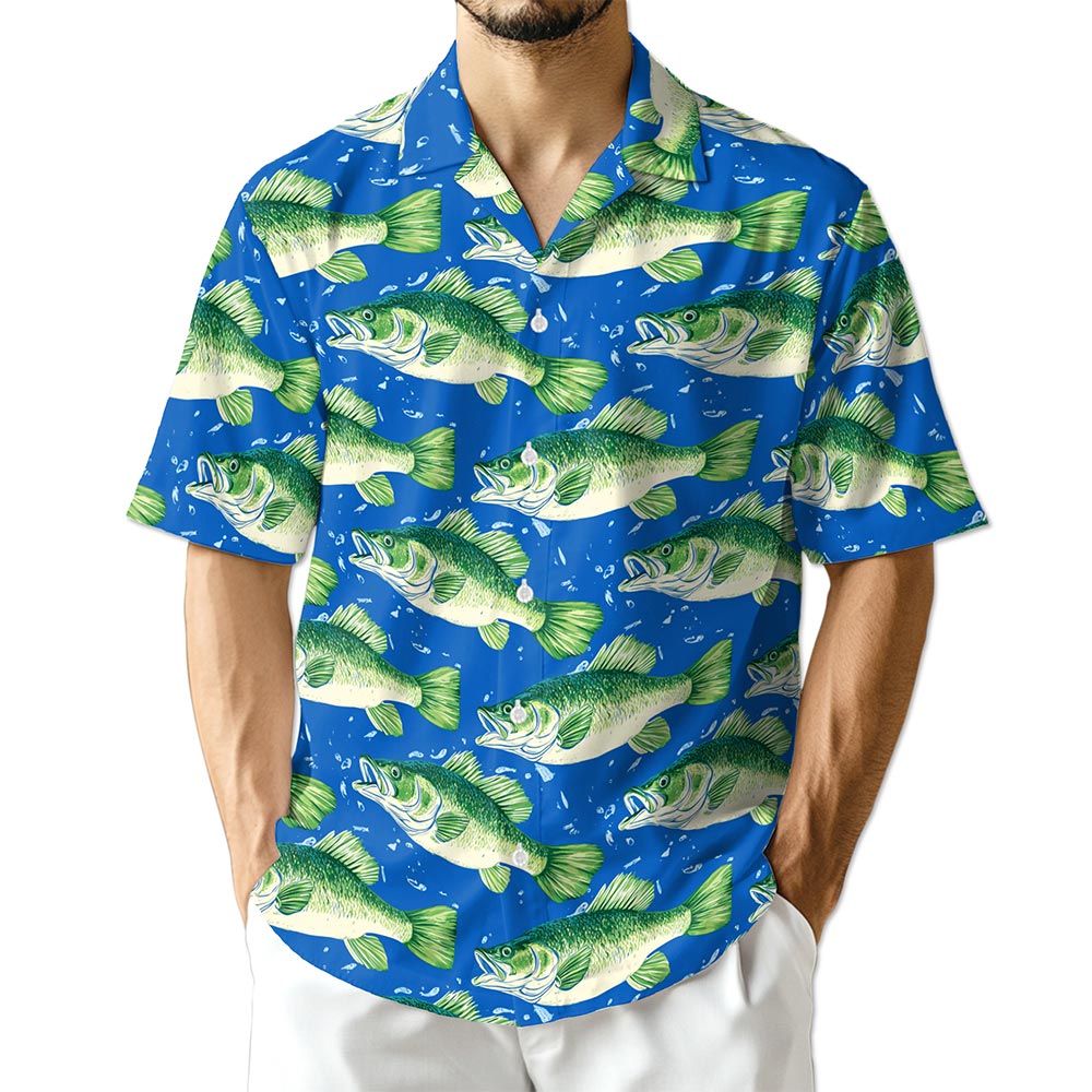 Azhawaiian Bass Fish Pattern Hawaiian Shirt for Men