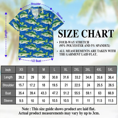Bass Fish Pattern Hawaiian Shirt for Men, Button Down Aloha Shirt - Azhawaiian