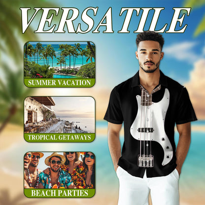 Bass Guitar Hawaiian Shirt for Men, Button Down Aloha Shirt - Azhawaiian