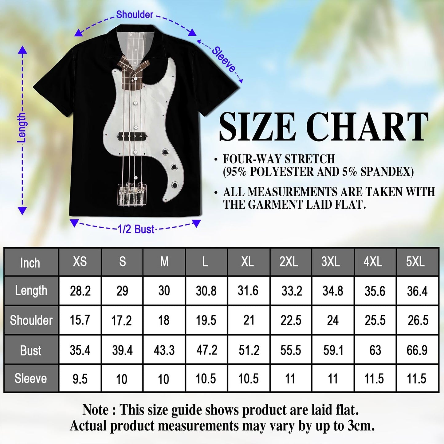 Bass Guitar Hawaiian Shirt for Men, Button Down Aloha Shirt - Azhawaiian