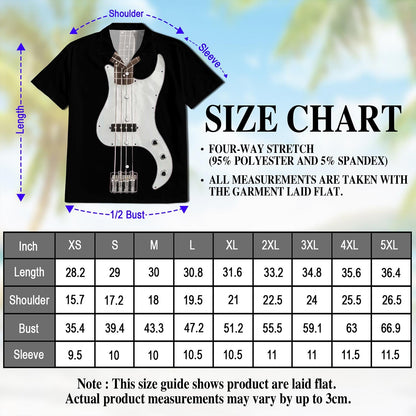 Bass Guitar Hawaiian Shirt for Men, Button Down Aloha Shirt - Azhawaiian