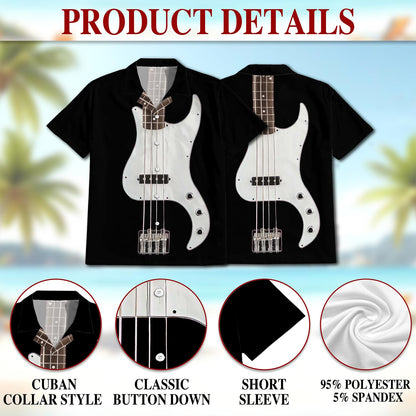 Bass Guitar Hawaiian Shirt for Men, Button Down Aloha Shirt - Azhawaiian