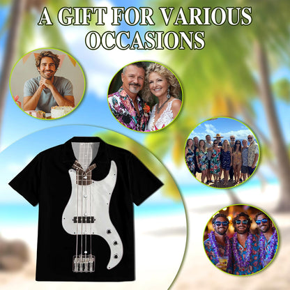 Bass Guitar Hawaiian Shirt for Men, Button Down Aloha Shirt - Azhawaiian