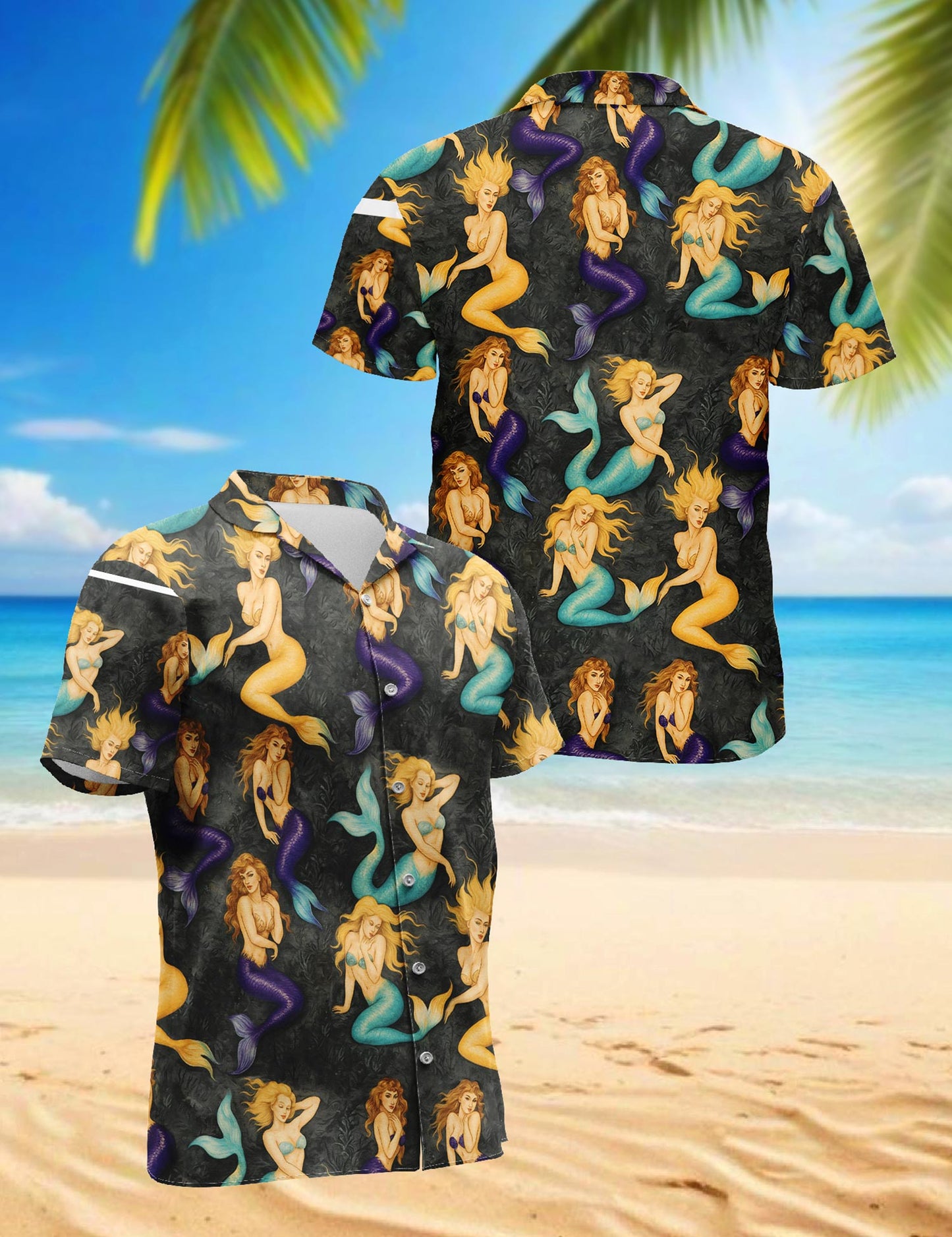 Beautiful Mermaid Hawaiian Shirt for Men, Button Down Aloha Shirt - Azhawaiian