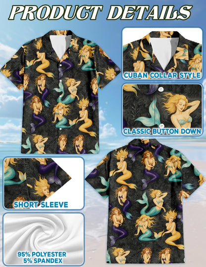 Beautiful Mermaid Hawaiian Shirt for Men, Button Down Aloha Shirt - Azhawaiian