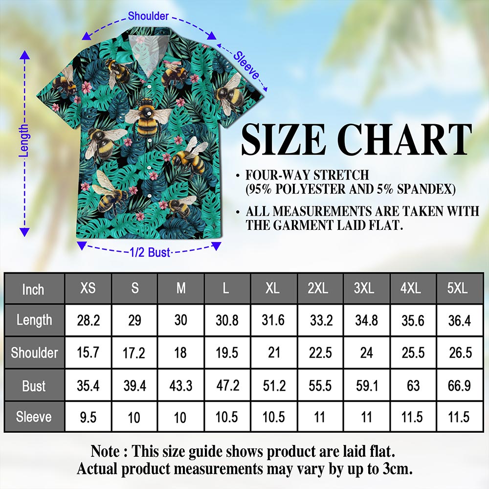 Bee Hawaiian Shirt for Men, Button Down Aloha Shirt - Azhawaiian