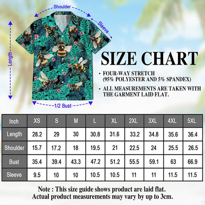 Bee Hawaiian Shirt for Men, Button Down Aloha Shirt - Azhawaiian