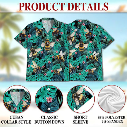 Bee Hawaiian Shirt for Men, Button Down Aloha Shirt - Azhawaiian