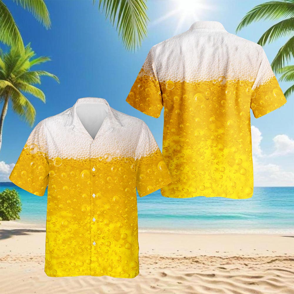 Beer Hawaiian Shirt for Men, Button Down Aloha Shirt - Azhawaiian
