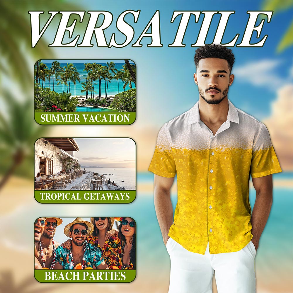 Beer Hawaiian Shirt for Men, Button Down Aloha Shirt - Azhawaiian
