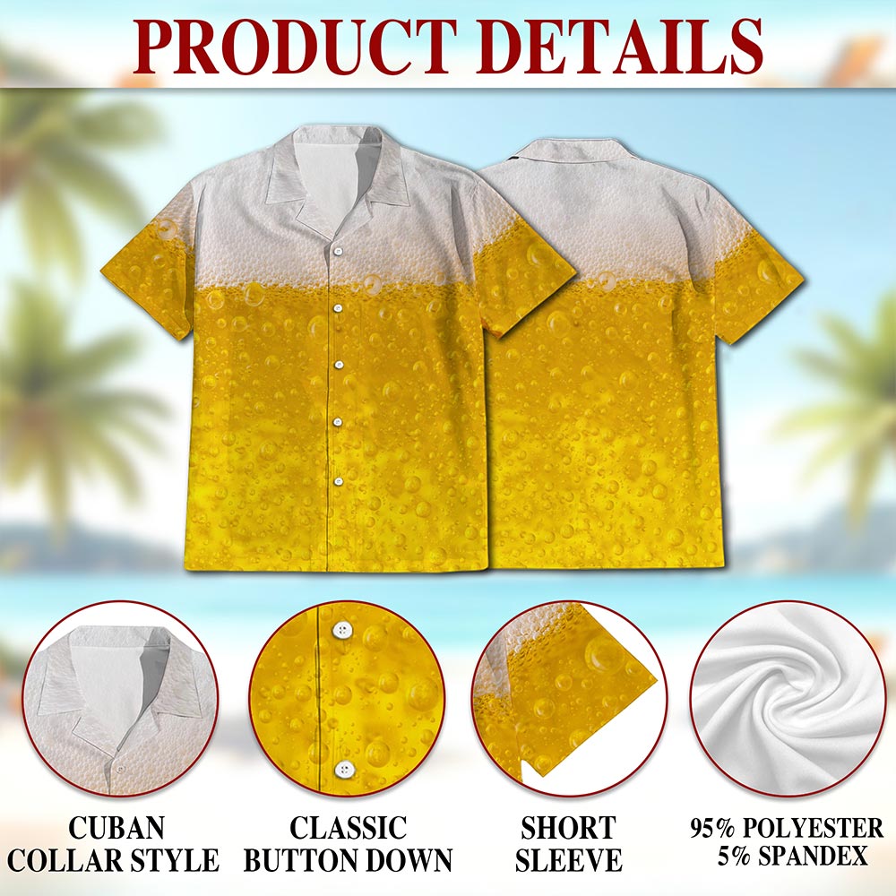 Beer Hawaiian Shirt for Men, Button Down Aloha Shirt - Azhawaiian
