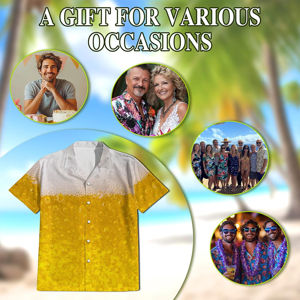 Beer Hawaiian Shirt for Men, Button Down Aloha Shirt - Azhawaiian