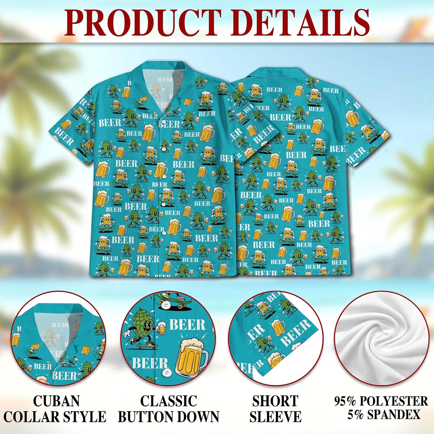 Beer Hops Hawaiian Shirt for Men, Button Down Aloha Shirt - Azhawaiian