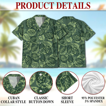 Beer Hops Seamless Hawaiian Shirt for Men, Button Down Aloha Shirt - Azhawaiian