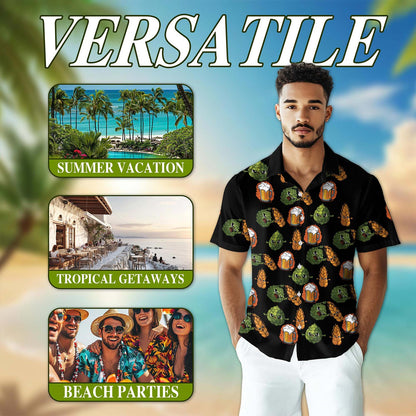 Beer Hops and Barley Hawaiian Shirt for Men, Button Down Aloha Shirt - Azhawaiian