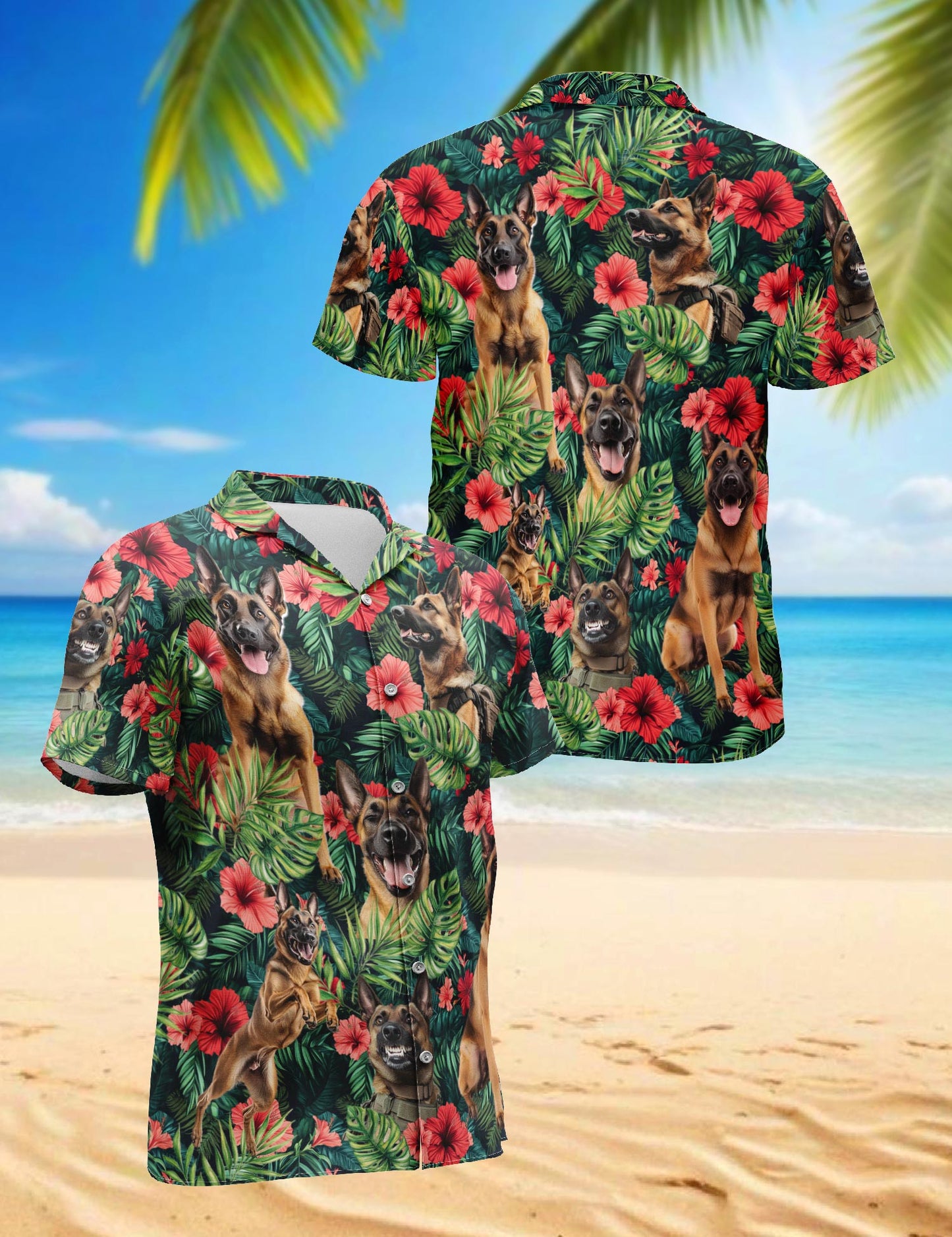 Belgian Malinois Hawaiian Shirt for Men, Button Down Aloha Shirt - Azhawaiian