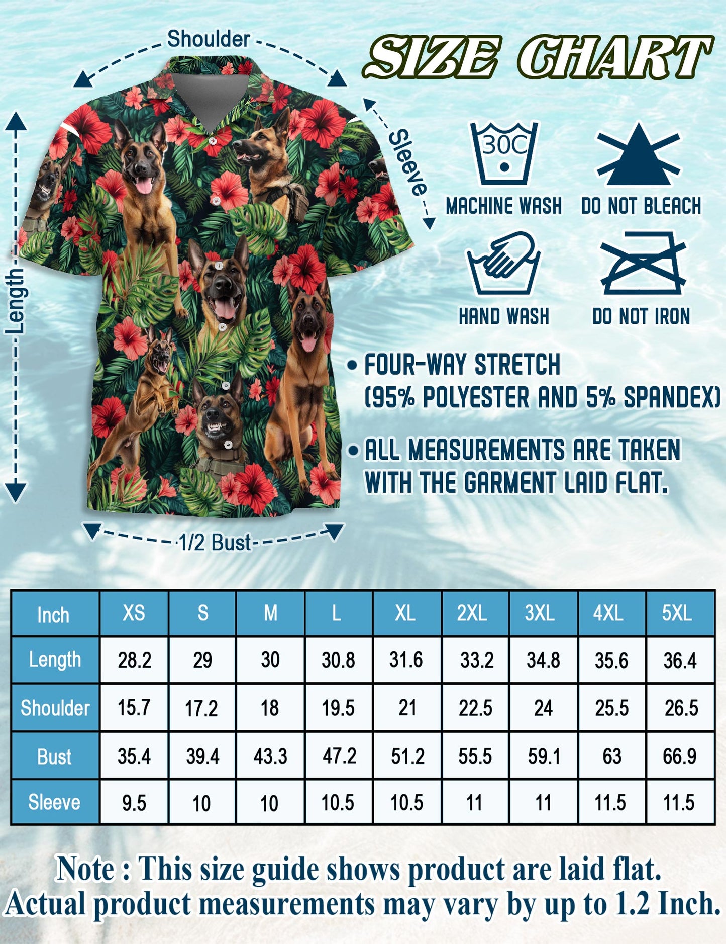 Belgian Malinois Hawaiian Shirt for Men, Button Down Aloha Shirt - Azhawaiian
