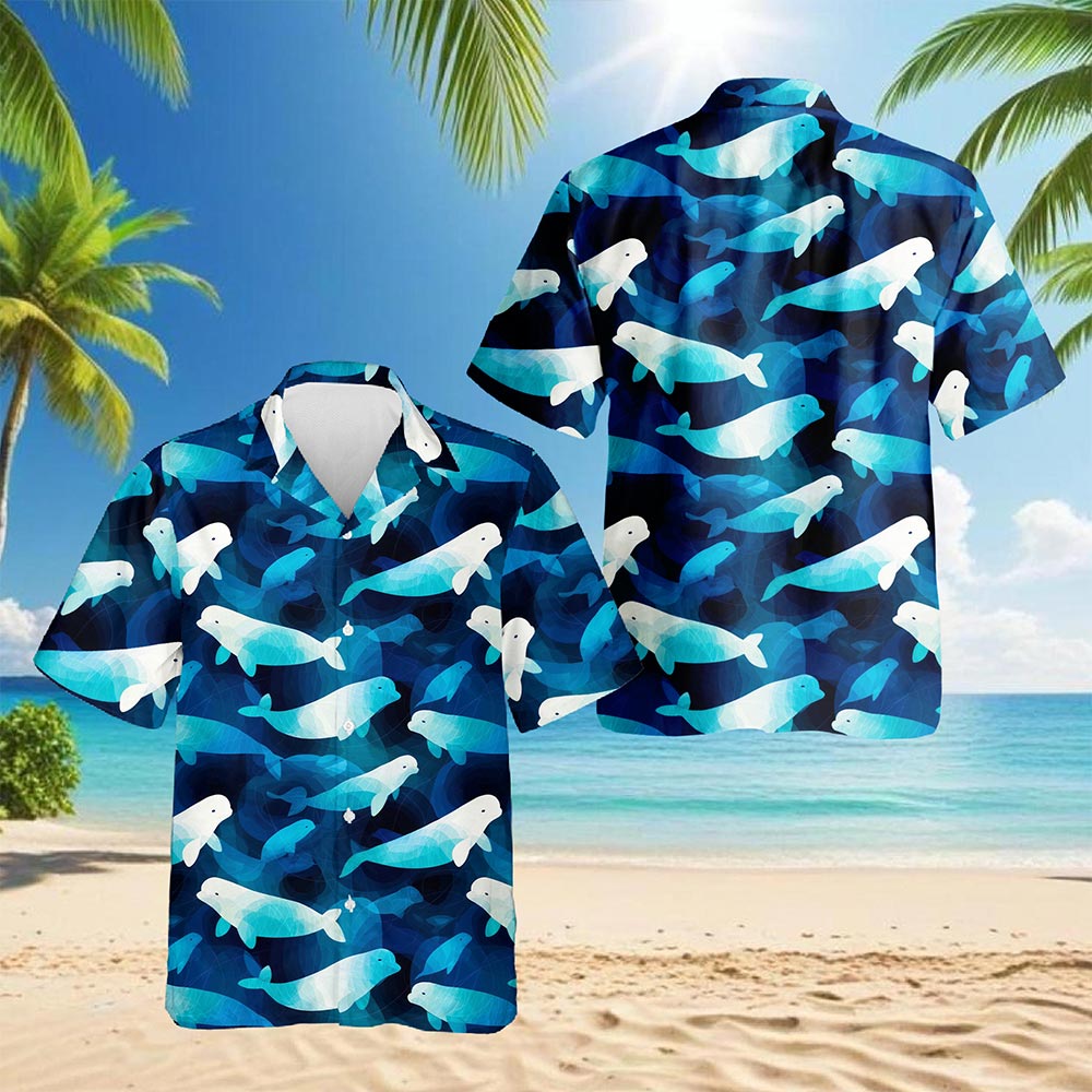 Beluga Whales Hawaiian Shirt for Men, Button Down Aloha Shirt - Azhawaiian