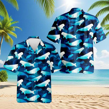 Beluga Whales Hawaiian Shirt for Men, Button Down Aloha Shirt - Azhawaiian