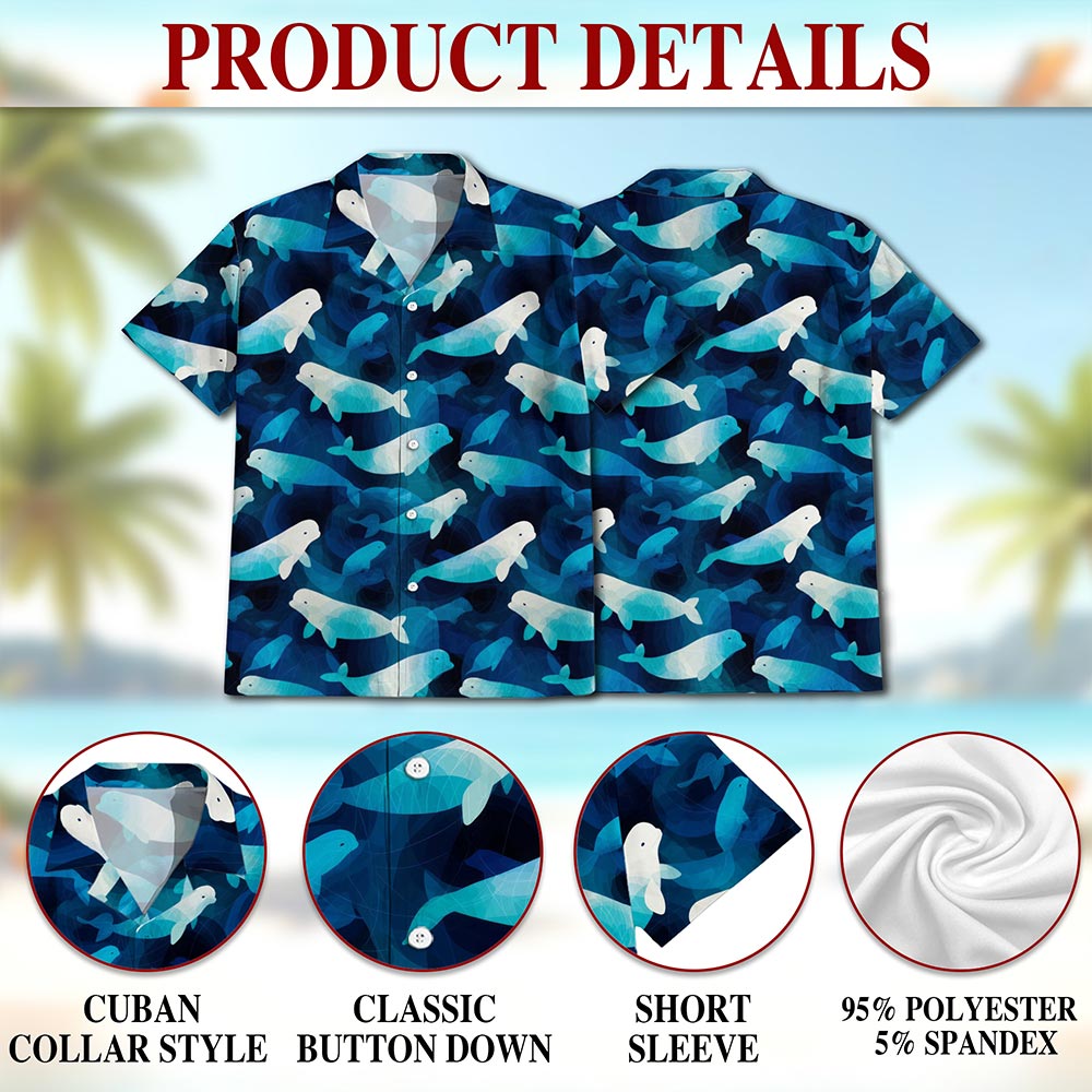 Beluga Whales Hawaiian Shirt for Men, Button Down Aloha Shirt - Azhawaiian