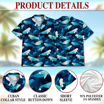 Beluga Whales Hawaiian Shirt for Men, Button Down Aloha Shirt - Azhawaiian