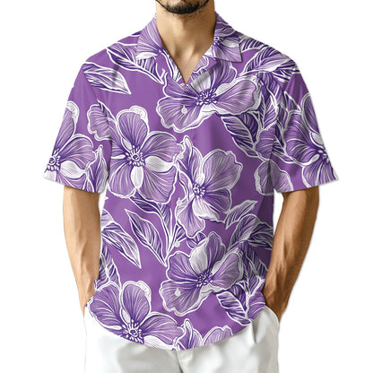 Azhawaiian Big Hibiscus Purple Hawaiian Shirt for Men