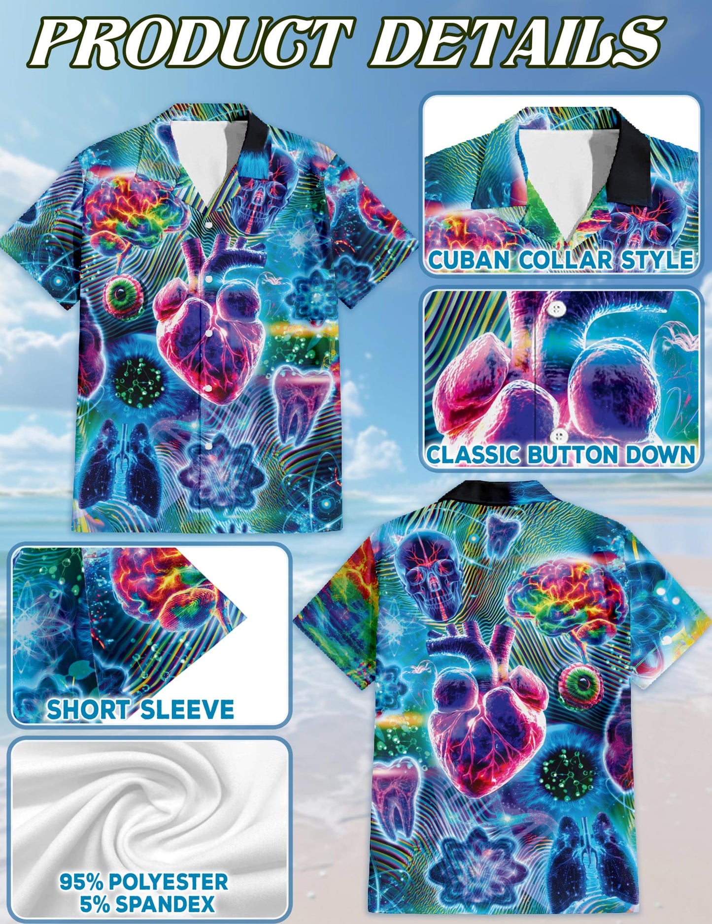 Biology and Chemistry Hawaiian Shirt for Men, Button Down Aloha Shirt - Azhawaiian