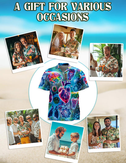 Biology and Chemistry Hawaiian Shirt for Men, Button Down Aloha Shirt - Azhawaiian