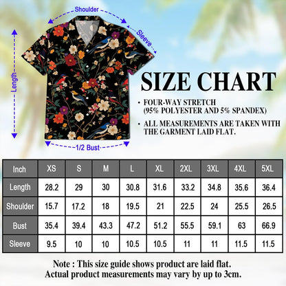 Bird Flower Hawaiian Shirt for Men, Button Down Aloha Shirt - Azhawaiian