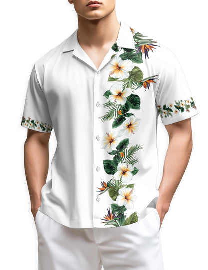 Azhawaiian Bird of Paradise and Hibiscus Hawaiian Shirt for Men