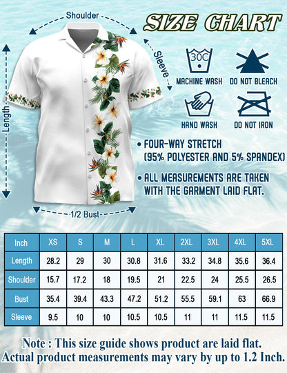 Bird of Paradise and Hibiscus Hawaiian Shirt for Men, Button Down Aloha Shirt - Azhawaiian