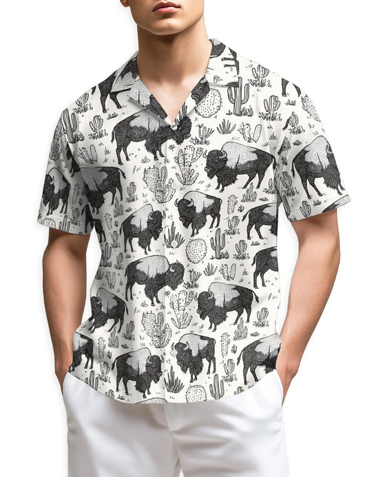 Azhawaiian Bison Pattern Hawaiian Shirt for Men