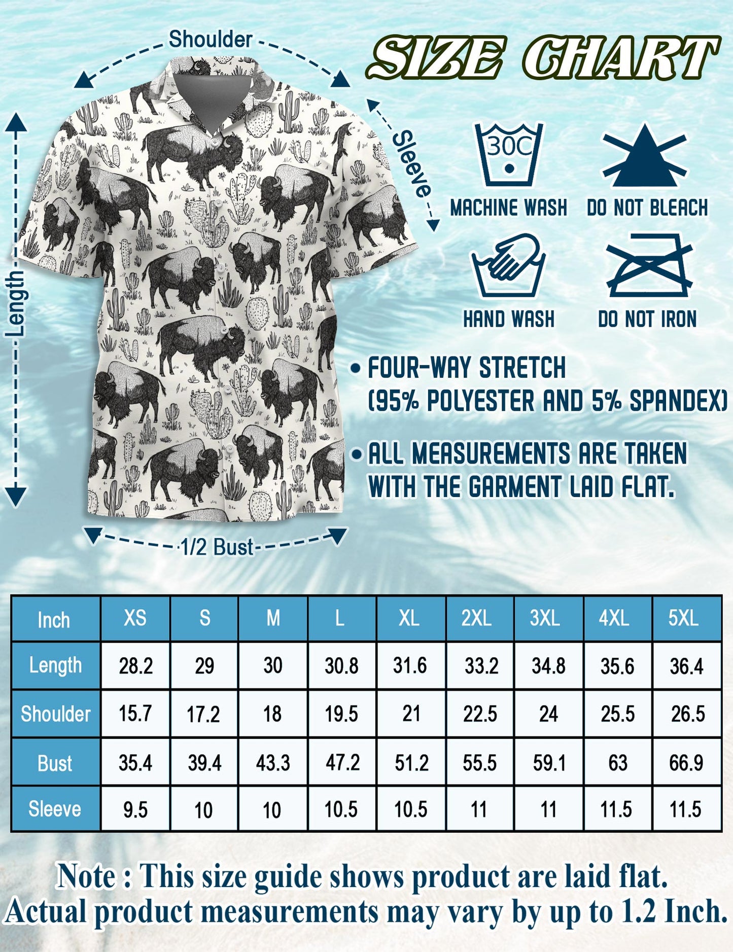 Bison Pattern Hawaiian Shirt for Men, Button Down Aloha Shirt - Azhawaiian