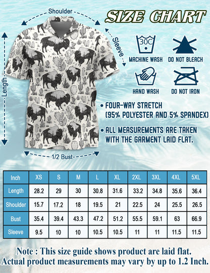 Bison Pattern Hawaiian Shirt for Men, Button Down Aloha Shirt - Azhawaiian