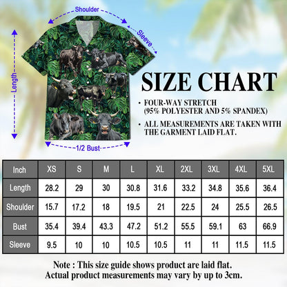 Black Angus Cattle Tropical Hawaiian Shirt for Men, Button Down Aloha Shirt - Azhawaiian