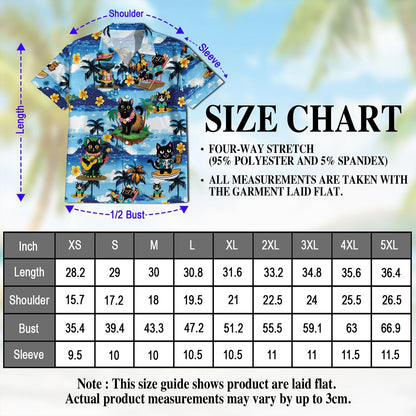 Black Cat Beach Hawaiian Shirt for Men, Button Down Aloha Shirt - Azhawaiian
