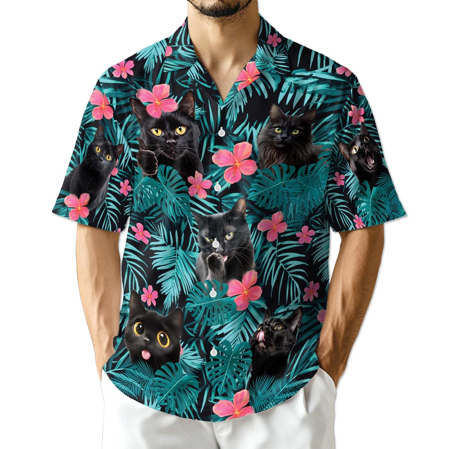 Azhawaiian Black Cat Hawaiian Shirt for Men