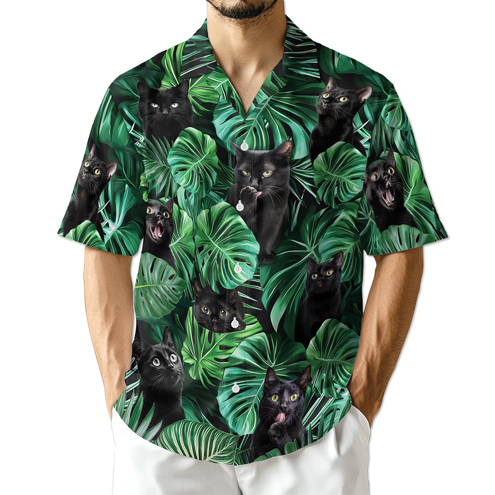 Azhawaiian Black Cat Hawaiian Shirt for Men