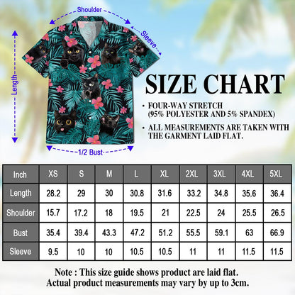 Black Cat Hawaiian Shirt for Men, Button Down Aloha Shirt - Azhawaiian