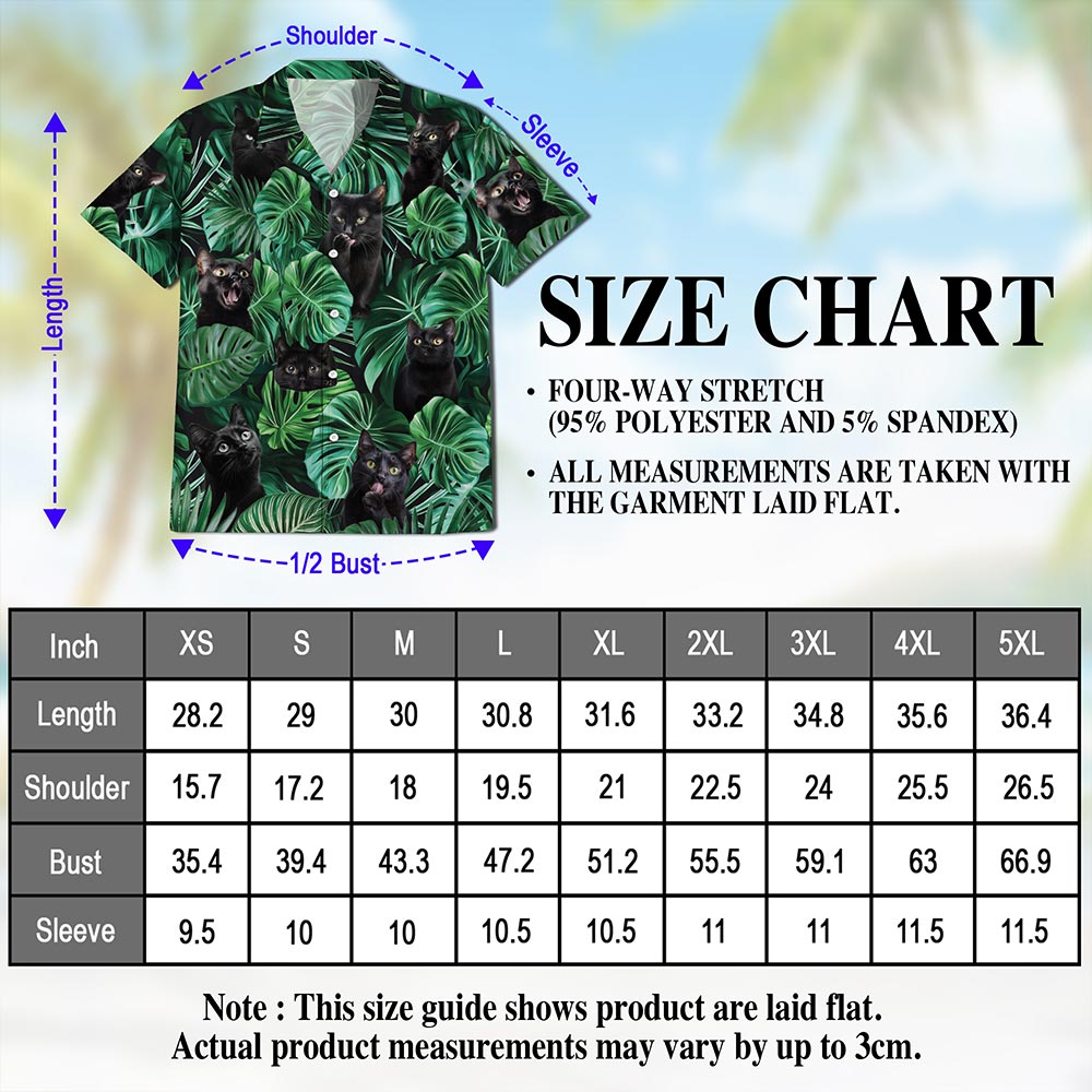 Black Cat Hawaiian Shirt for Men, Button Down Aloha Shirt - Azhawaiian