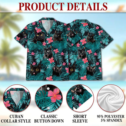 Black Cat Hawaiian Shirt for Men, Button Down Aloha Shirt - Azhawaiian