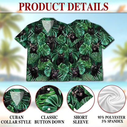 Black Cat Hawaiian Shirt for Men, Button Down Aloha Shirt - Azhawaiian