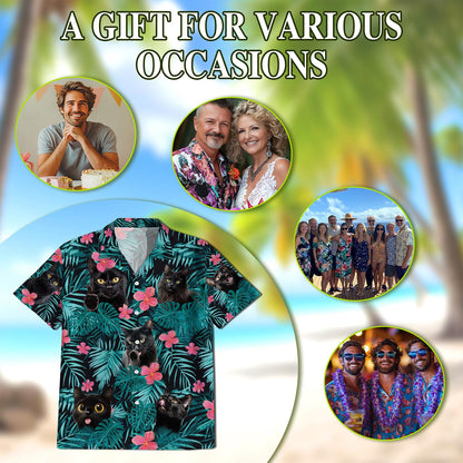 Black Cat Hawaiian Shirt for Men, Button Down Aloha Shirt - Azhawaiian