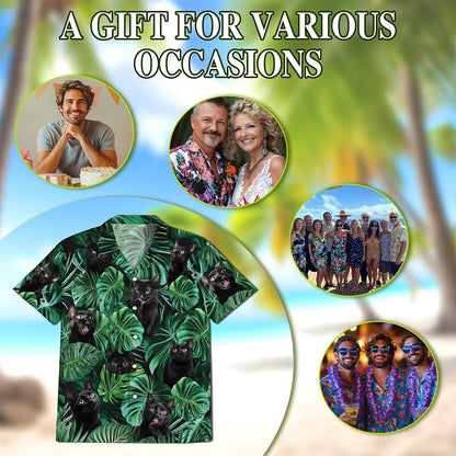 Black Cat Hawaiian Shirt for Men, Button Down Aloha Shirt - Azhawaiian