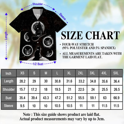 Black Cat Moonlight Hawaiian Shirt for Men, Button Down Aloha Shirt - Azhawaiian