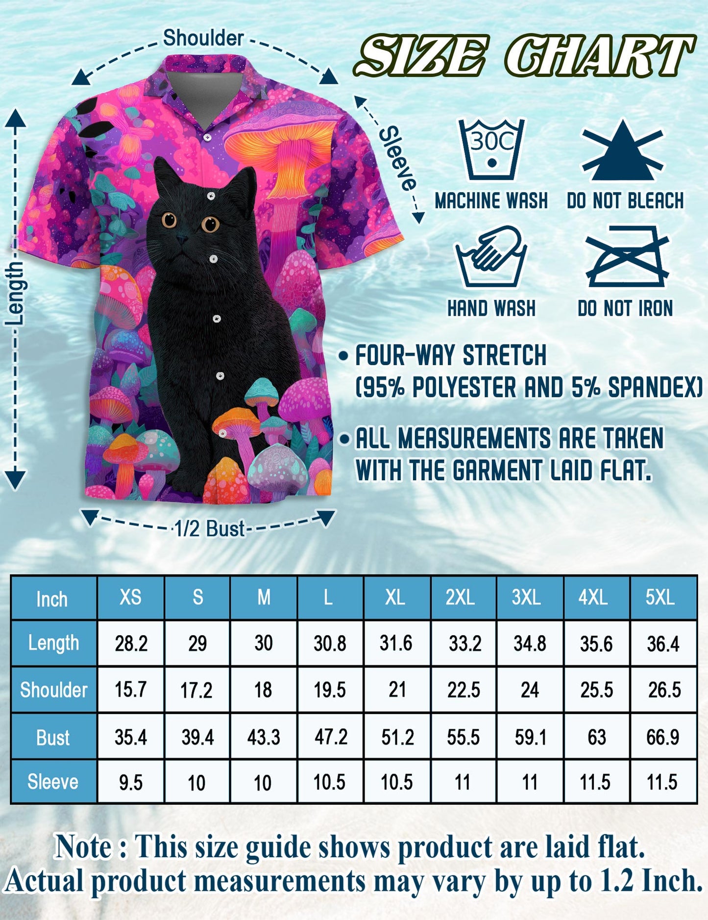 Black Cat Mushroom Hawaiian Shirt for Men, Button Down Aloha Shirt - Azhawaiian
