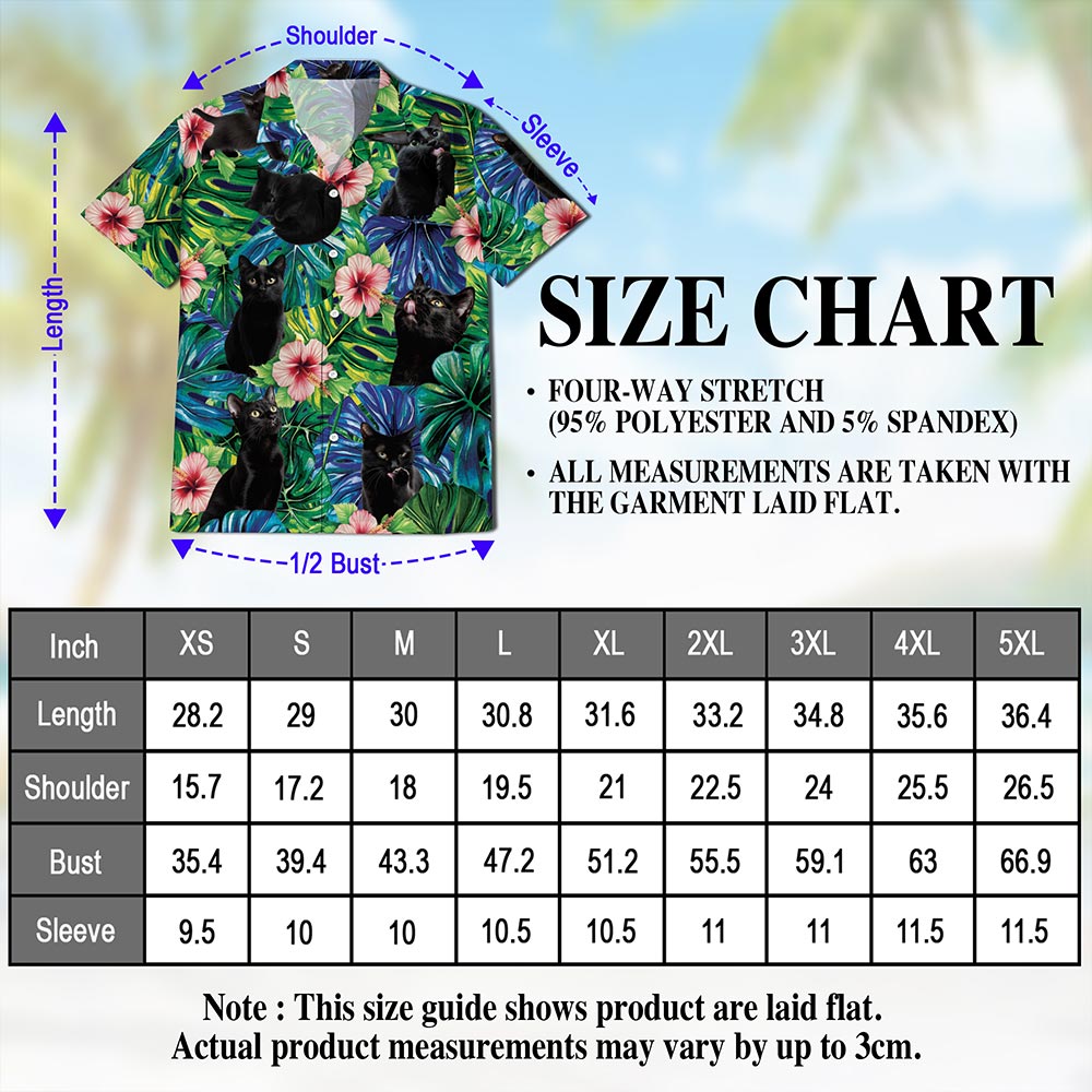Black Cat Tropical Hawaiian Shirt for Men, Button Down Aloha Shirt - Azhawaiian