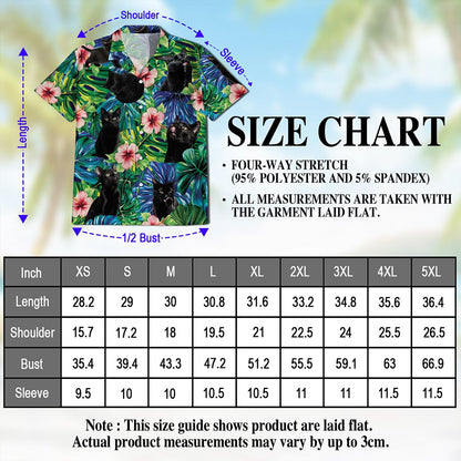 Black Cat Tropical Hawaiian Shirt for Men, Button Down Aloha Shirt - Azhawaiian