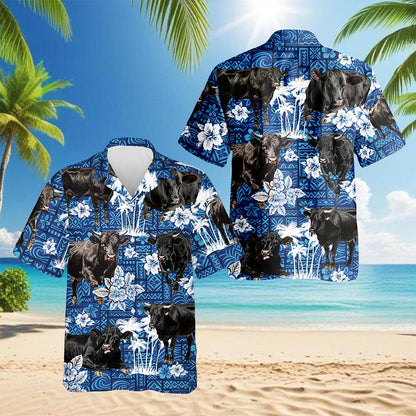 Black Cattle Hawaiian Shirt for Men, Button Down Aloha Shirt - Azhawaiian